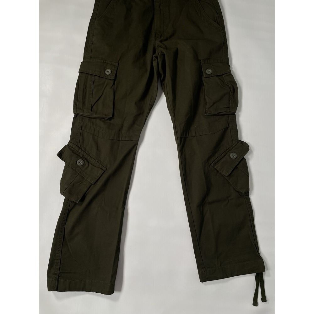 MATCHSTICK Match Men's Cargo Pants Dark Olive Army Green 30x31 8 Pockets - Picture 3 of 15